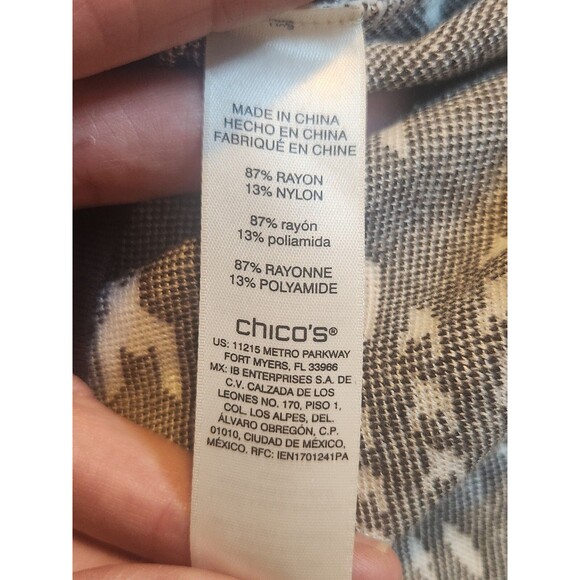 Chicos 2(12)Multicolor Mixed Animal Print 3/4‎ Sleeve Tunic Sweater Lightweight - Picture 6 of 9